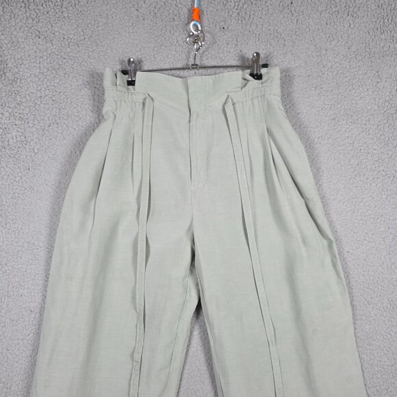 Club Monaco Pull On Pant Size 6 Wide Leg Woven Linen Cropped Relaxed Chic - Picture 2 of 12